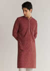 Maroon Silk Cutdana Floral Kurta Set
