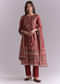 Maroon Silk Kurta Set With Indie Print