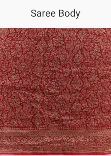 Maroon Silk Woven Brocade Saree With Zari And Floral Border
