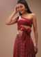 Maroon Blouse In Satin With One Shoulder Neckline And Tie Up Bow