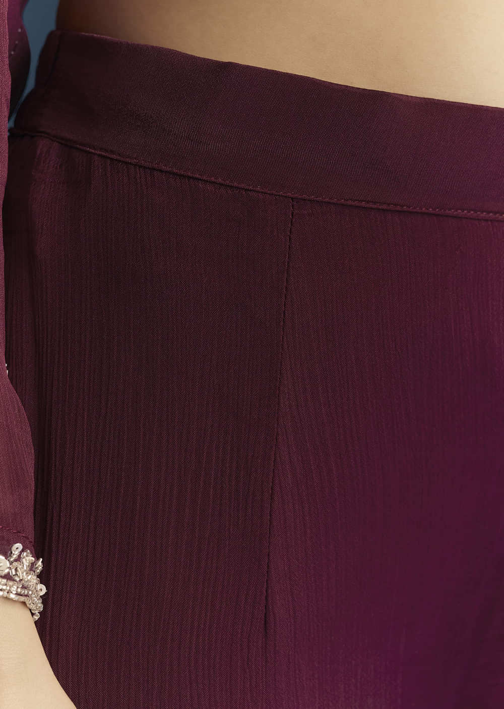 Maroon Chinon Sharara Suit With Cutdana And Sequins Embroidery