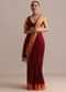 Maroon Linen Woven Saree With Zari Border And Unstitched Blouse