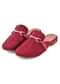 Maroon Mules In Satin With Cream Beaded Embroidery