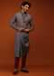 Maroon Nehru Jacket And Kurta Set In Ajrak And Chevron Print, Matching Print Kurta In Full Sleeves