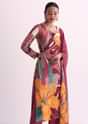 Maroon Red Abstract Floral Print Kurti Pant Set With Dupatta