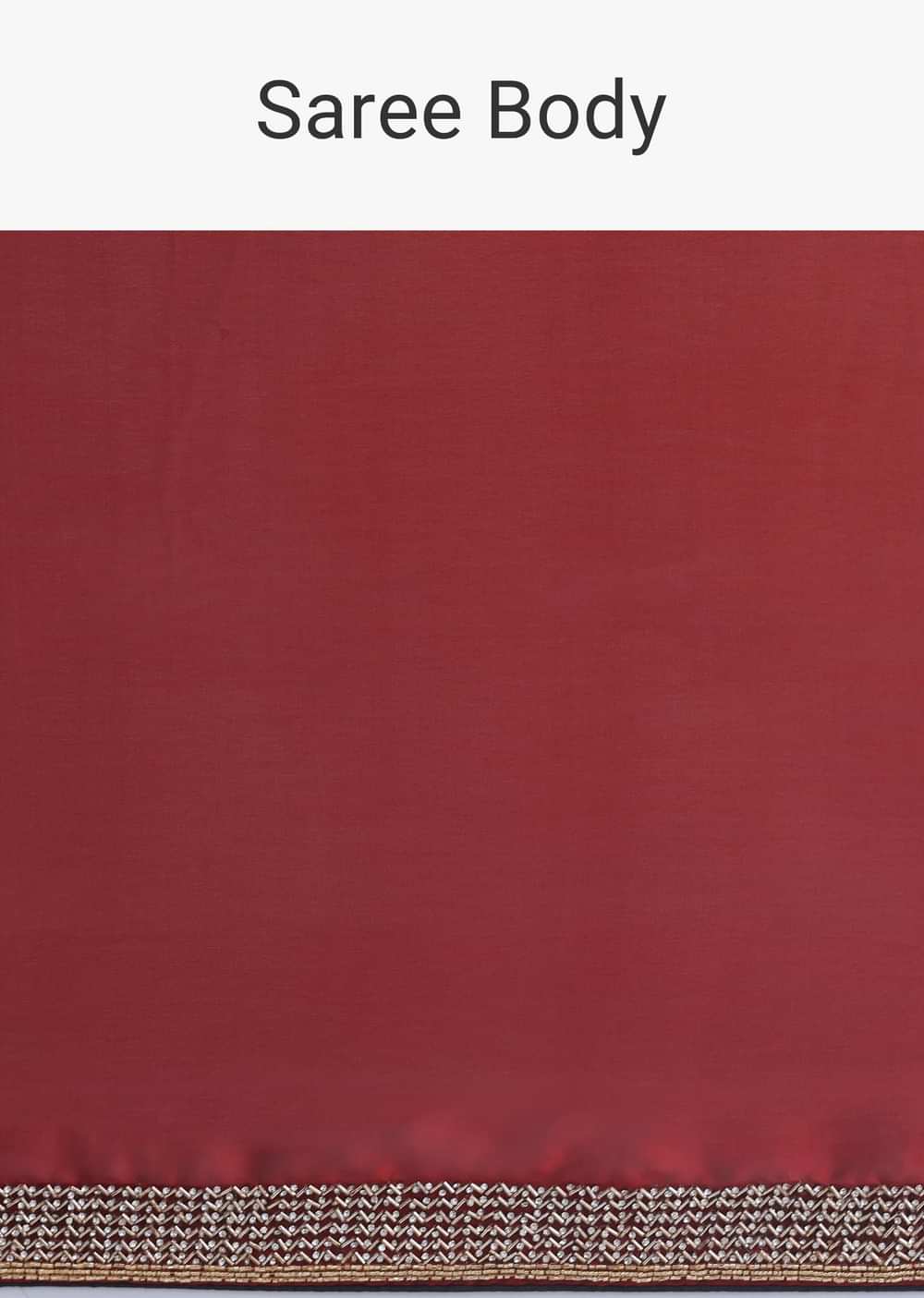 Maroon Red Satin Saree In Stone Embroidery With Unstitched Blouse