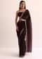 Maroon Red Satin Saree With Mirror Embroidery And Unstitched Blouse