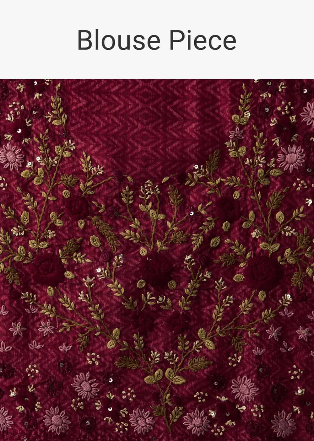 Maroon Red Shibori Saree In Tussar With Block Print With Zari Border