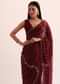 Maroon Red Tissue Saree With Cut Dana Embroidery And Unstitched Blouse