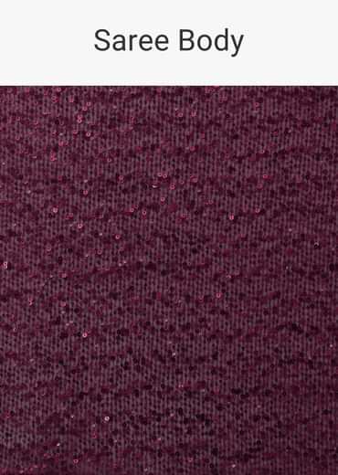 Maroon Red Sequins Saree With Fancy Flower Shaped Blouse