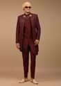 Maroon Sherwani With Thread And Sequins Work