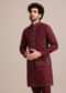 Maroon Silk Jacket Kurta Set With Embroidered Work