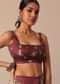 Maroon Tussar Saree With Mirror Embellished Border And Unstitched Blouse Piece