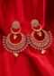Matte finish fuchsia pink chandbali earring only on kalki