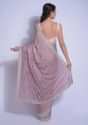 Mauve Pink Saree In Chiffon Satin With Cut Dana And Stones In Checks Pattern Online - Kalki Fashion