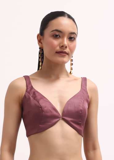 Mauve Cutwork Tussar Saree With Unstitched Blouse