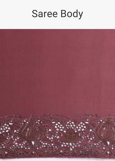Mauve Cutwork Tussar Saree With Unstitched Blouse