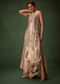 Mauve Dhoti Drape Skirt Brocade Embroidered Kurta With Side Tie Ups