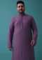 Mauve Purple Chikankari Kurta Set In Lucknowi With Sequin Embroidery