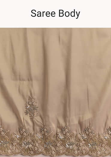 Mauve Tissue Saree With Scallop Border And Stone Embroidery