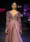 Mauve Embroidered Anarkali Suit With Flared Palazzo Pant