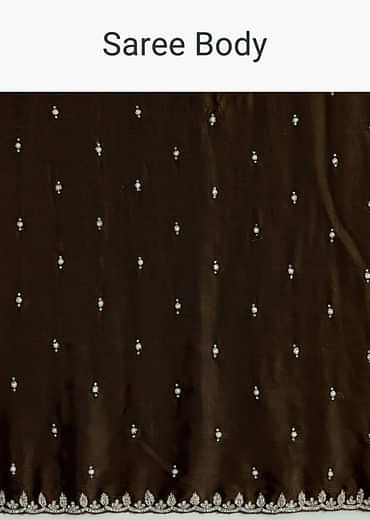 Mehendi Green Chinon Saree With Heavy Hand Embroidery