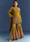 Mehendi Green Crepe Printed Kurta With Printed Sharara And Chinon Dupatta