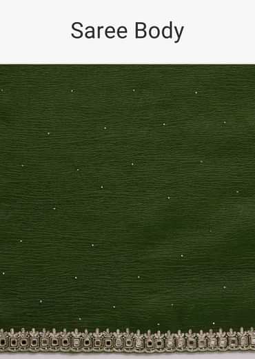 Mehendi Green Crushed Tissue Saree With Embellished Border