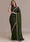 Mehendi Green Crushed Tissue Saree With Embellished Border