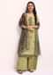 Mehendi Green Embroidered Kurta Palazzo Set With Kalamkari Dupatta