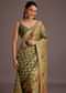 Mehendi Green Georgette Saree With Jaal And Animal-Bird Motifs
