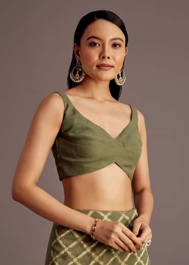 Mehendi Green Georgette Saree With Jaal And Animal-Bird Motifs