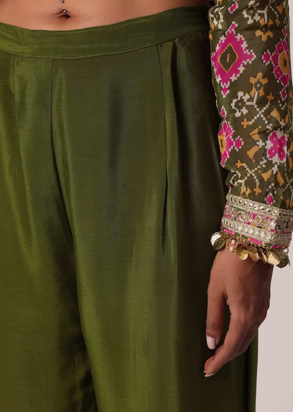 Mehendi Green Patola Print Pant Set