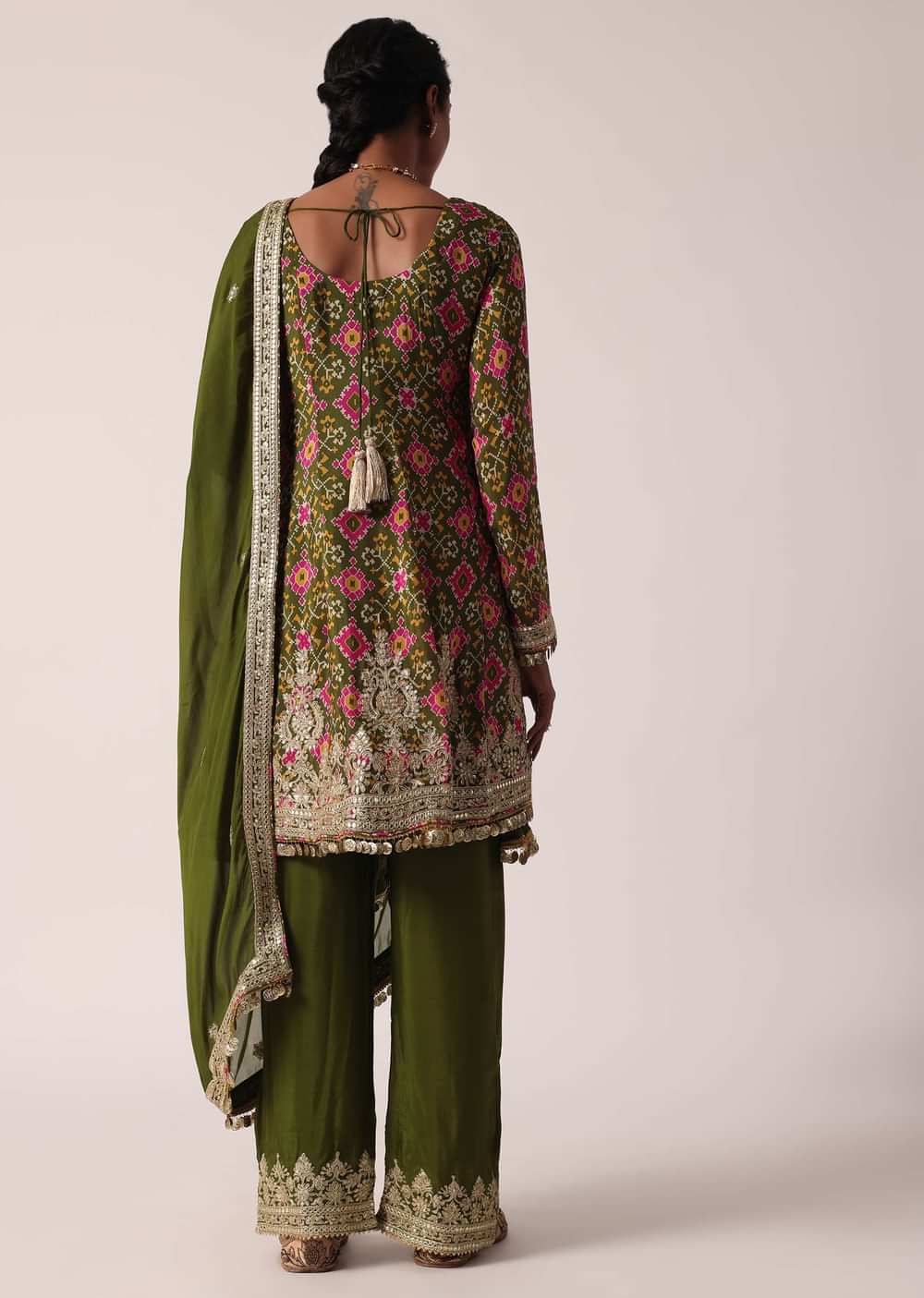 Mehendi Green Patola Print Pant Set