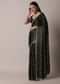 Mehendi Green Saree In Satin Chinon With Scallop Stone Work Border And Unstitched Blouse Piece