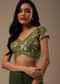Mehendi Green Sequins Saree With Multicolor 3D Embroidery