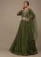 Mehendi Green Sequins Embroidered Lehenga Set With Zari And Cut Dana In Chinon