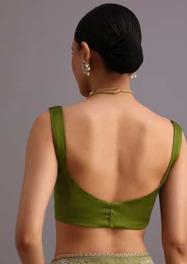 Mehendi Green Zari Woven Satin Silk Saree And Brocade Border