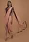 Melon Peach Ready Pleated Dhoti Saree With Maroon Mirror Embellished Blouse Online - Kalki Fashion