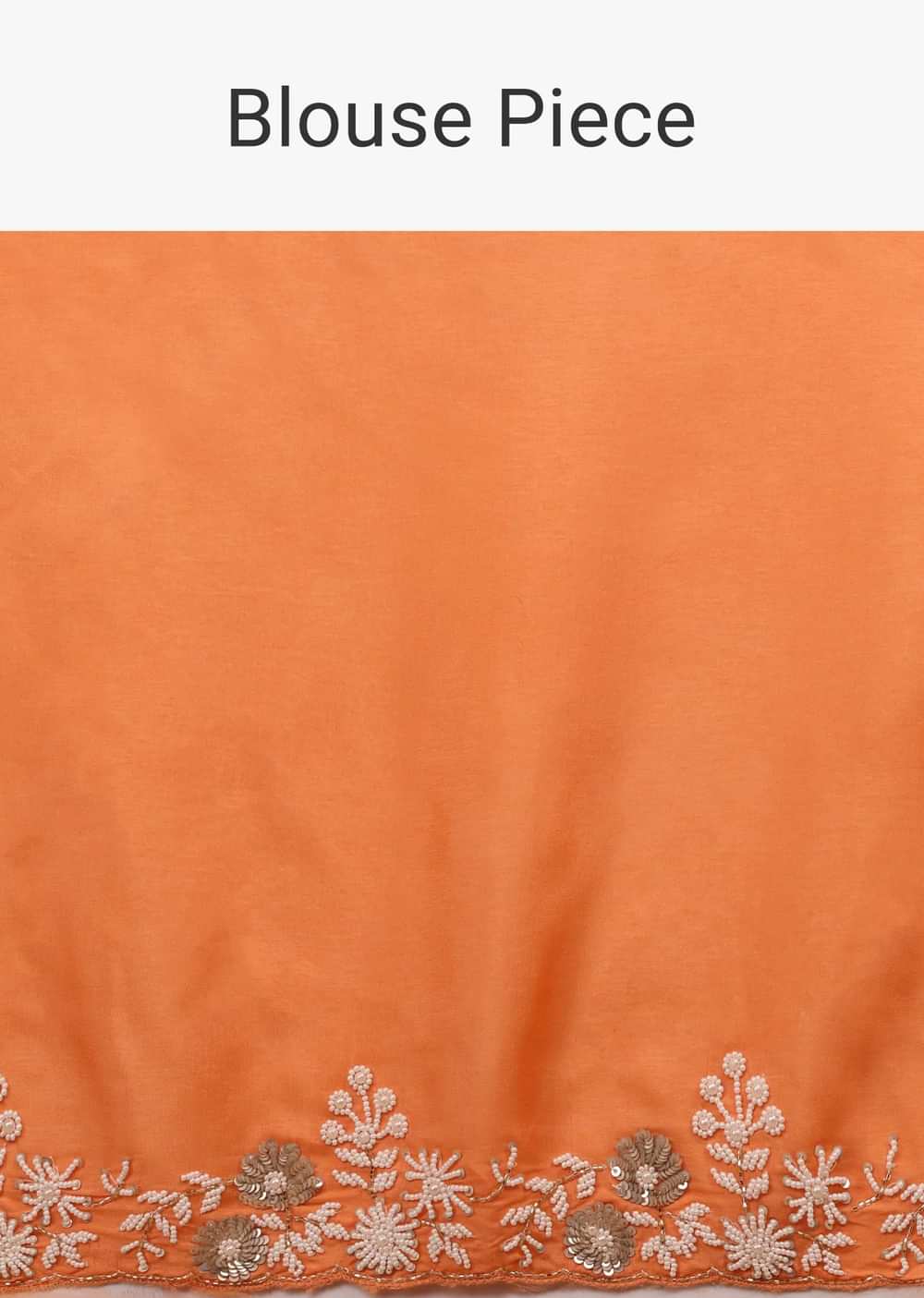 Melon Orange Saree In Organza With Hand Embroidered Moti And Sequin Work On The Border And Butti Design