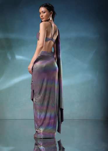 Mermaid Metallic Skirt And Top In Knit
