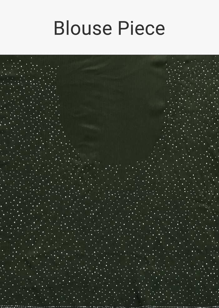 Mesmerizing Mehendi Green Saree With Unstitched Blouse