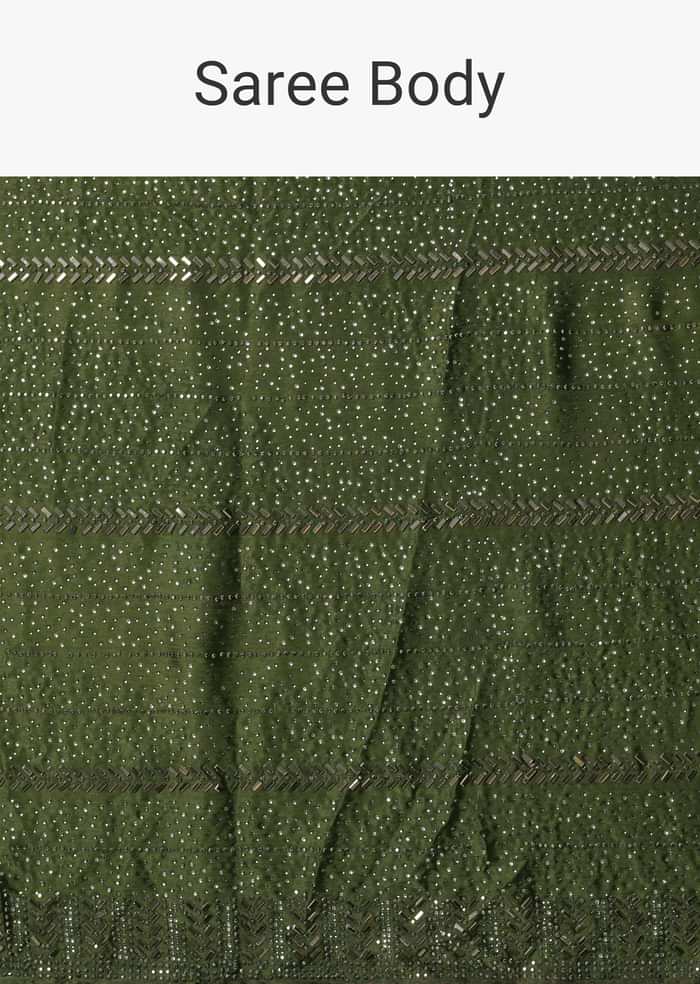 Mesmerizing Mehendi Green Saree With Unstitched Blouse