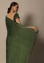 Mesmerizing Mehendi Green Saree With Unstitched Blouse