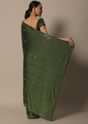 Mesmerizing Mehendi Green Saree With Unstitched Blouse