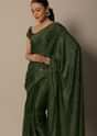 Mesmerizing Mehendi Green Saree With Unstitched Blouse