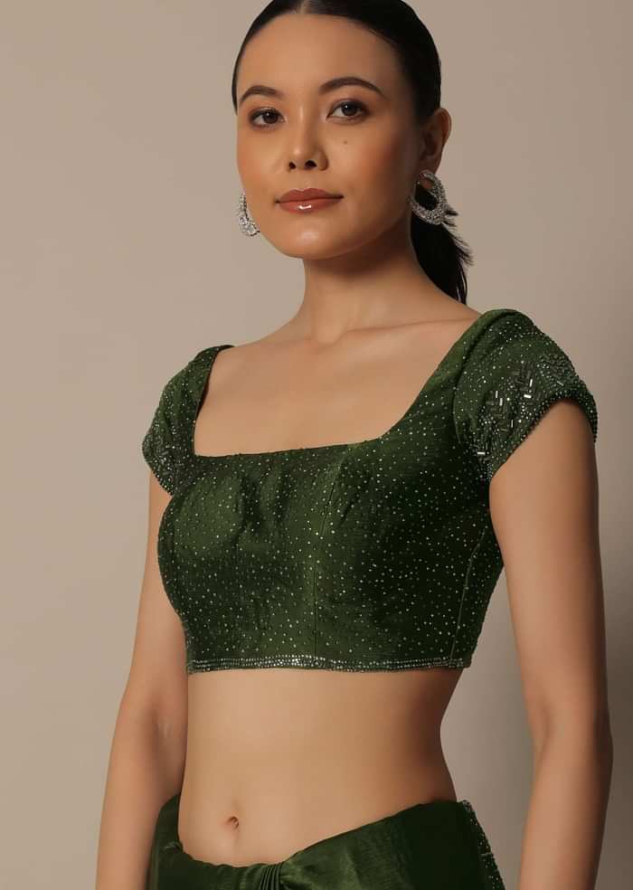Mesmerizing Mehendi Green Saree With Unstitched Blouse