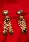 Metallic nano jhumkas with moti chain string dangler