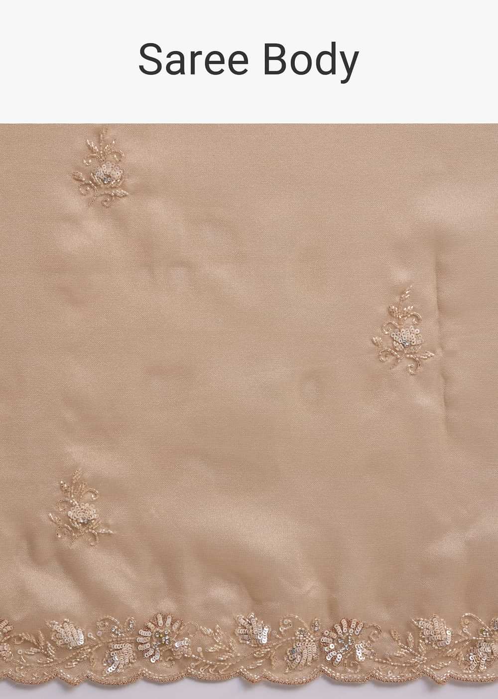 Metallic Gold Organza Tissue Saree With Cutdana And Bead Embroidery