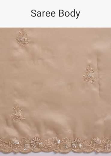 Metallic Gold Organza Tissue Saree With Cutdana And Bead Embroidery